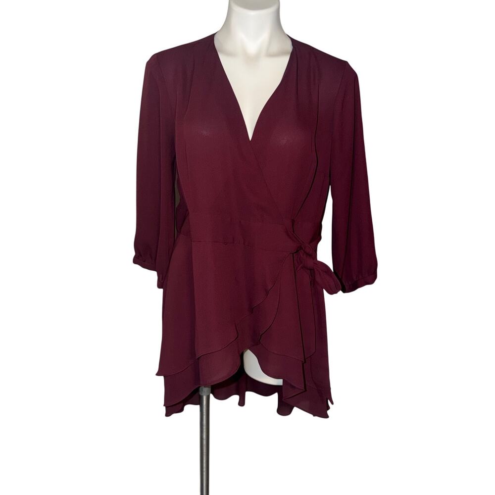 Torrid women’s burgundy wrap Chiffon High-Low Skater Dress